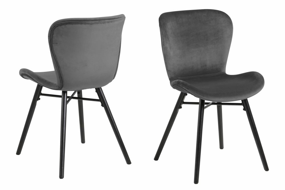 Chaise en velours gris anthracite et pieds en hévéa noir (photo) Chaise en velours gris anthracite et pieds en hévéa noir