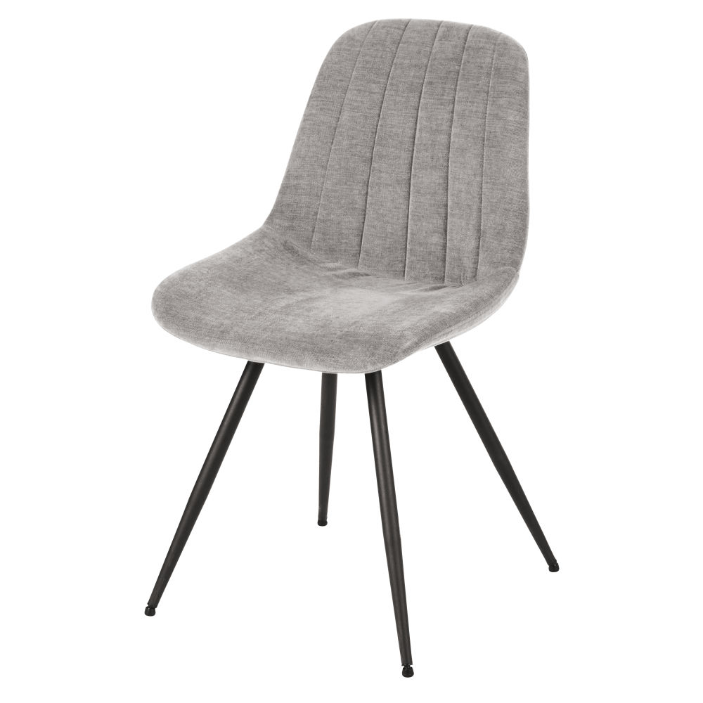 Chaise en velours gris clair et acier noir
