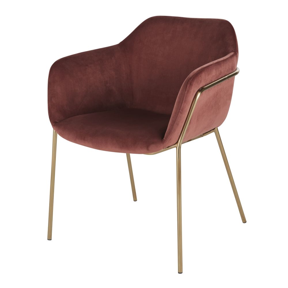 Chaise en velours terracotta et métal doré, OEKO-TEX® Chaise en velours terracotta et métal doré, OEKO-TEX®