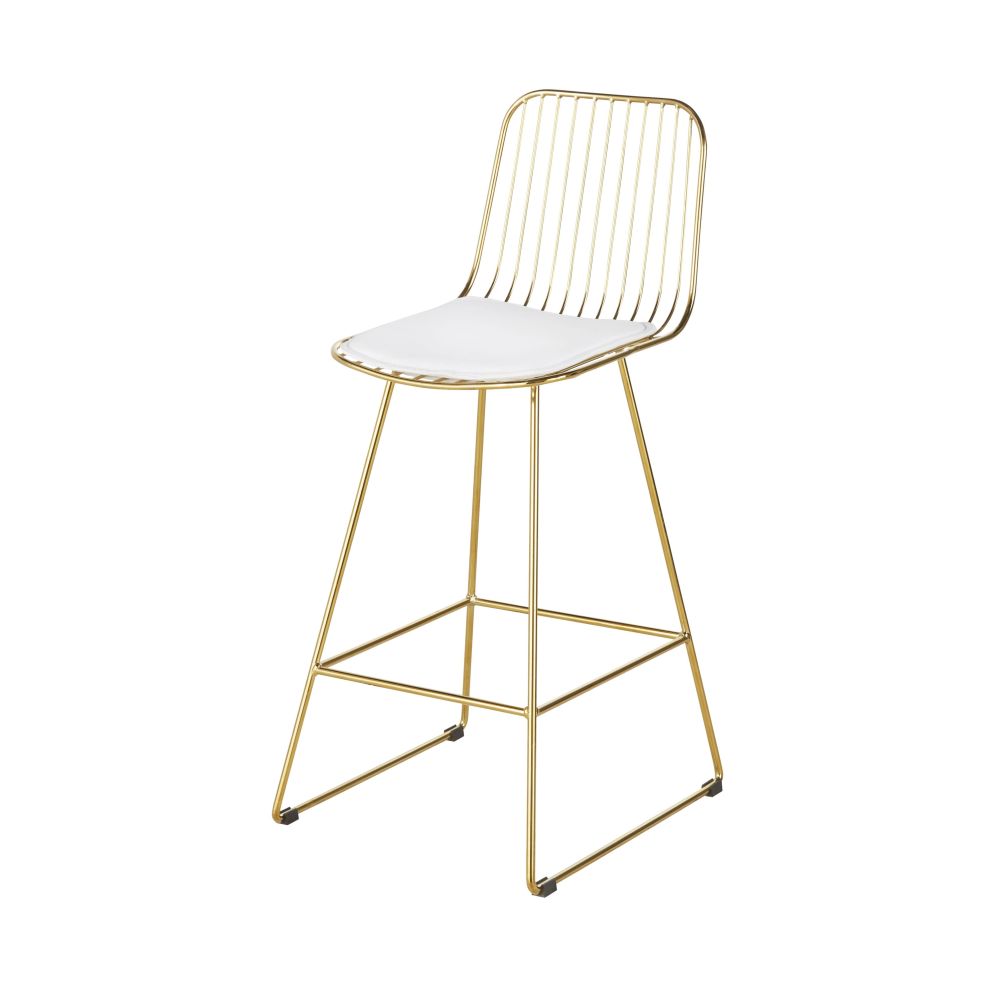 Chaise pour îlot central en métal doré et coton blanc H65