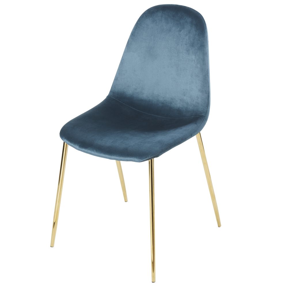 Chaise style scandinave en velours bleu Chaise style scandinave en velours bleu