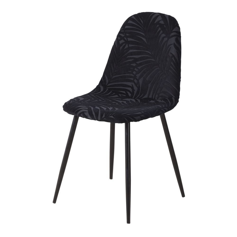 Chaise style scandinave en velours dévoré noir