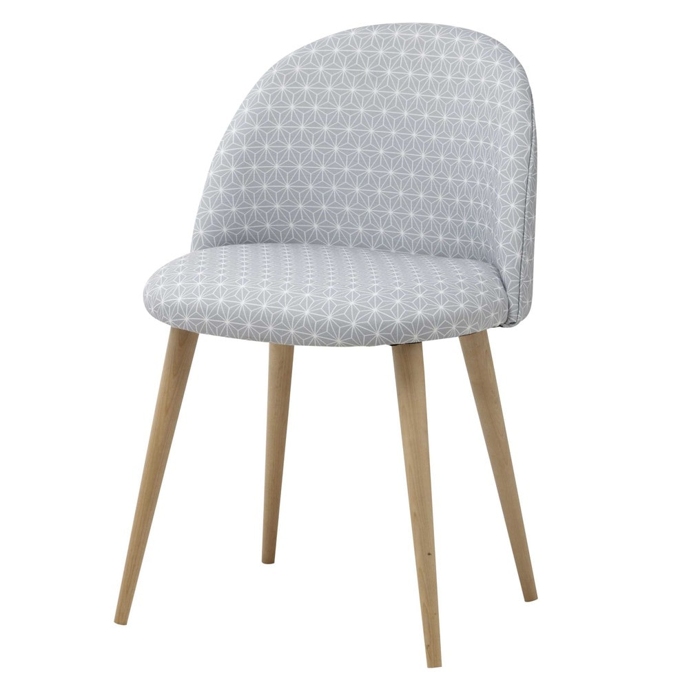 Chaise vintage grise motifs étoiles et bouleau Chaise vintage grise motifs étoiles et bouleau