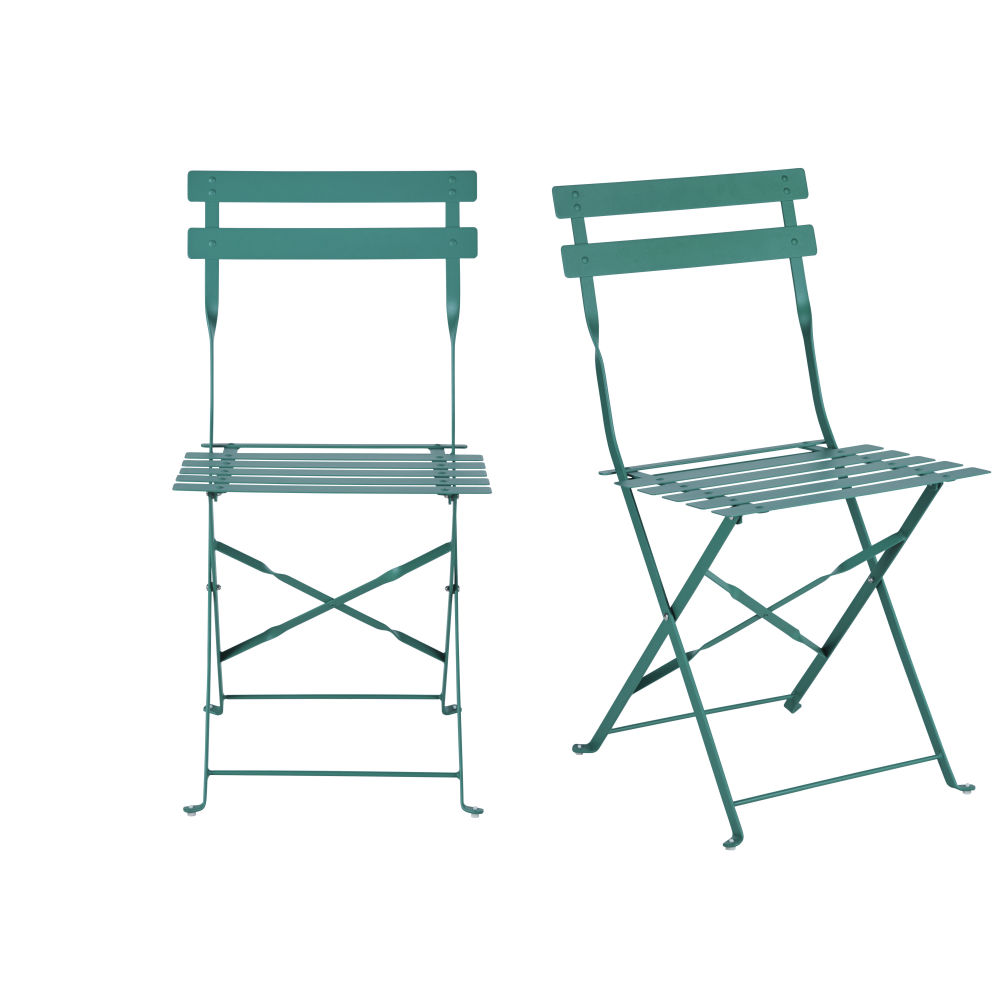 Chaises de jardin pliables en acier vert (x2)