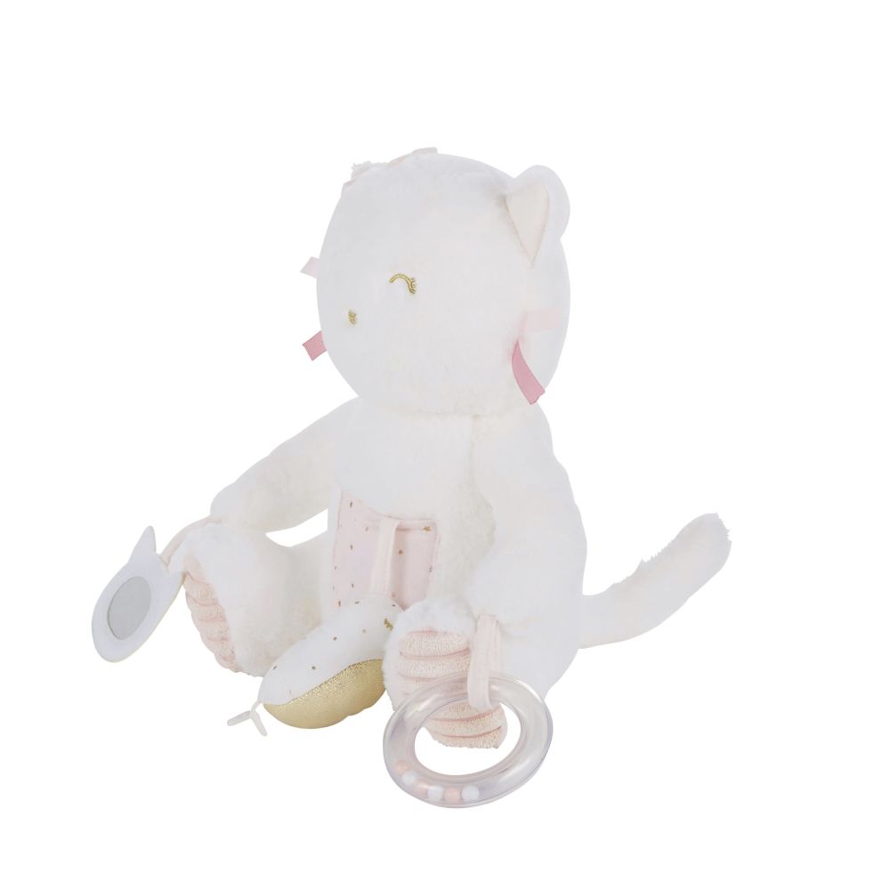 Chat d'éveil bébé blanc et rose (photo) Chat d'éveil bébé blanc et rose