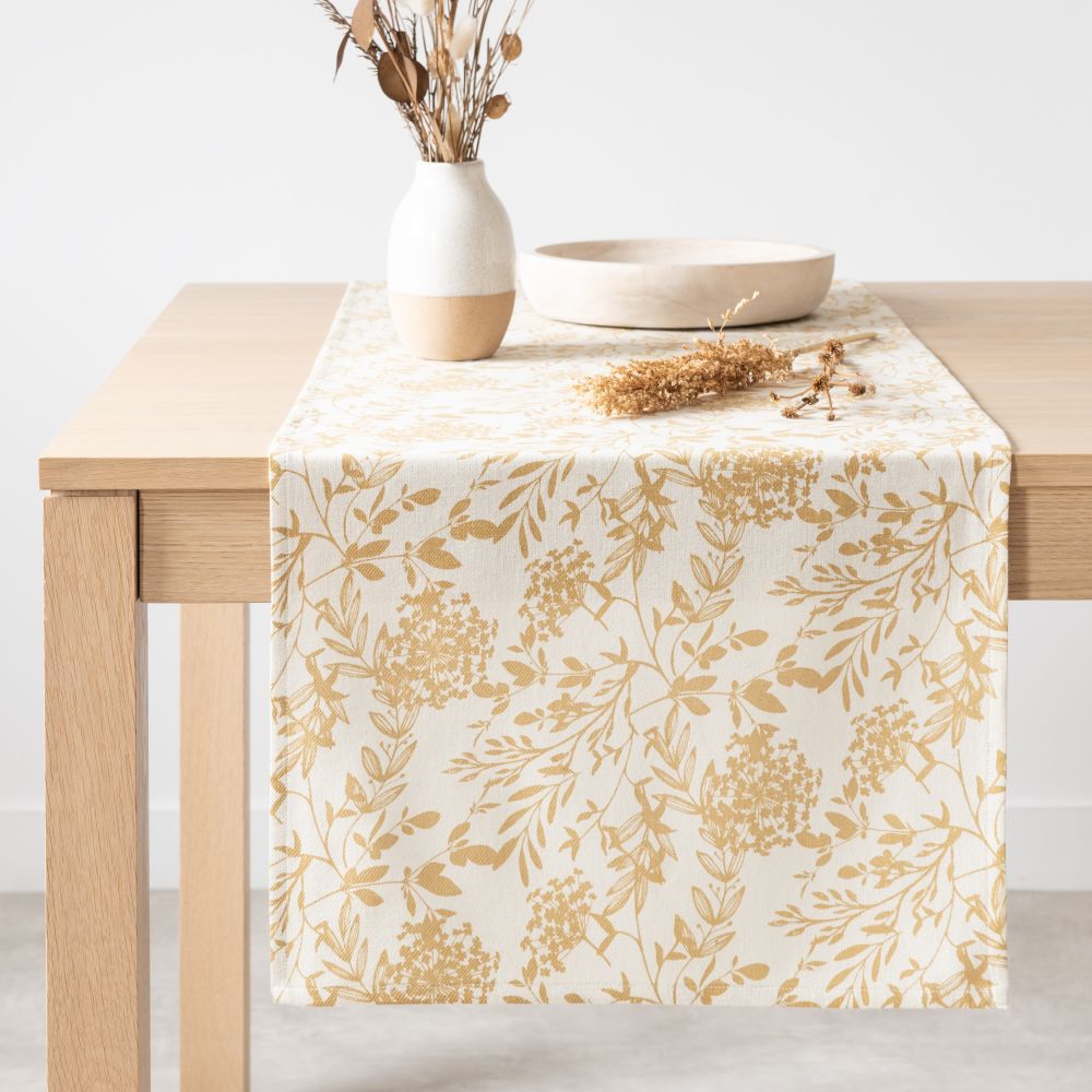 Chemin de table en coton bio imprimé floral 45x150 (photo) Chemin de table en coton bio imprimé floral 45x150