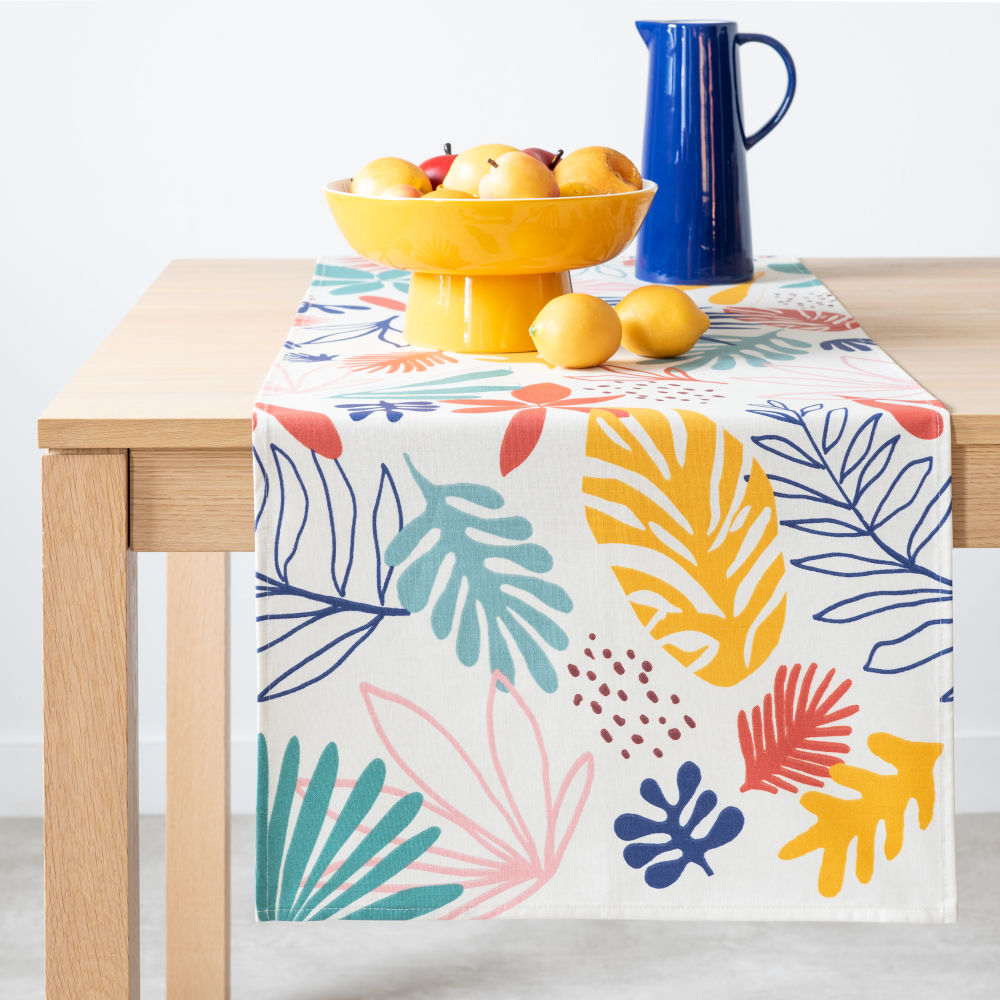 Chemin de table en coton enduit imprimé multicolore 48x150 (photo) Chemin de table en coton enduit imprimé multicolore 48x150