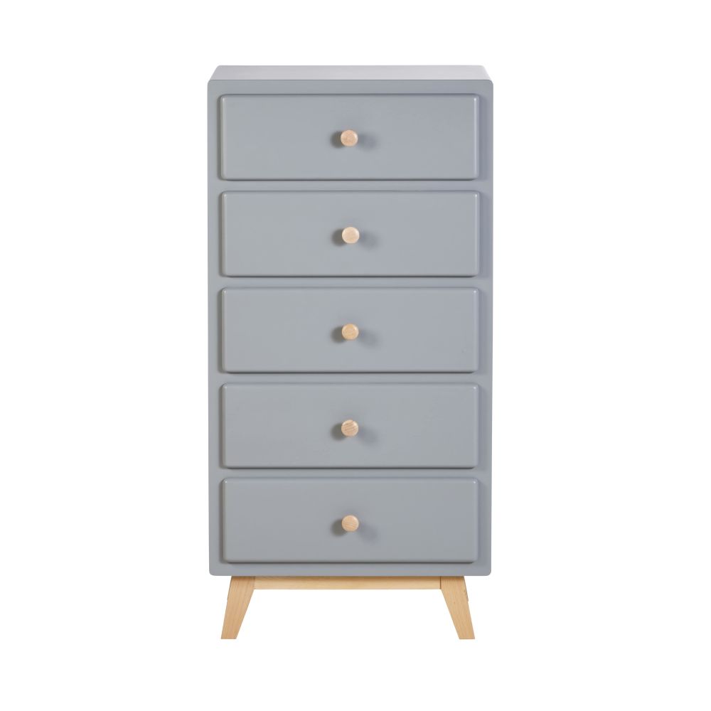 Chiffonnier vintage 5 tiroirs bleu gris (photo) Chiffonnier vintage 5 tiroirs bleu gris
