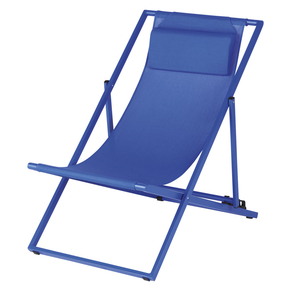 Chilienne en métal et toile plastifiée bleue Chilienne en métal et toile plastifiée bleue