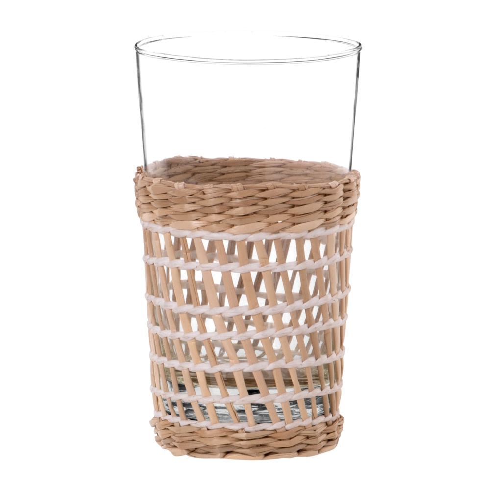 Chope en verre et jonc de mer tressé Chope en verre et jonc de mer tressé