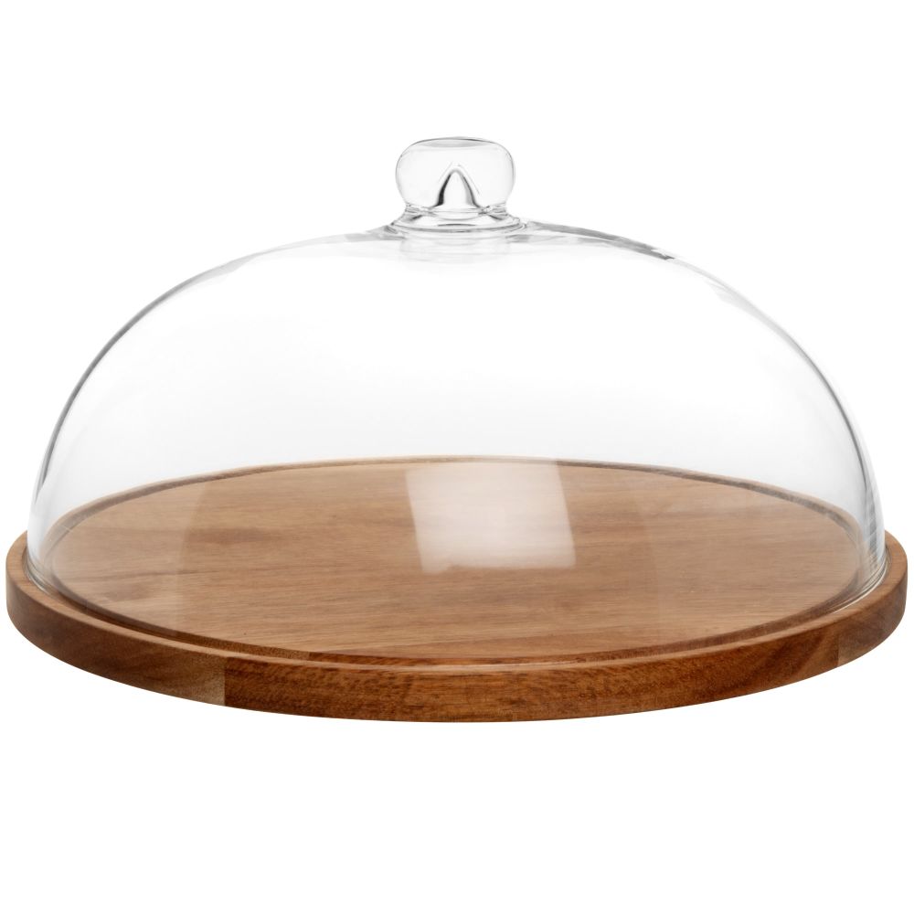 Cloche à fromage en bois d'acacia et verre Cloche à fromage en bois d'acacia et verre