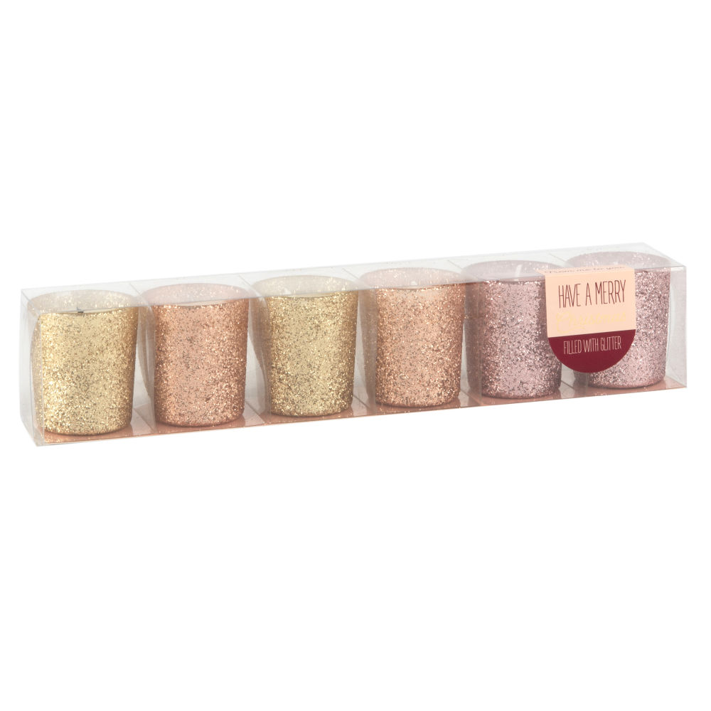 Coffret 6 bougies lumignons parfumées à paillettes