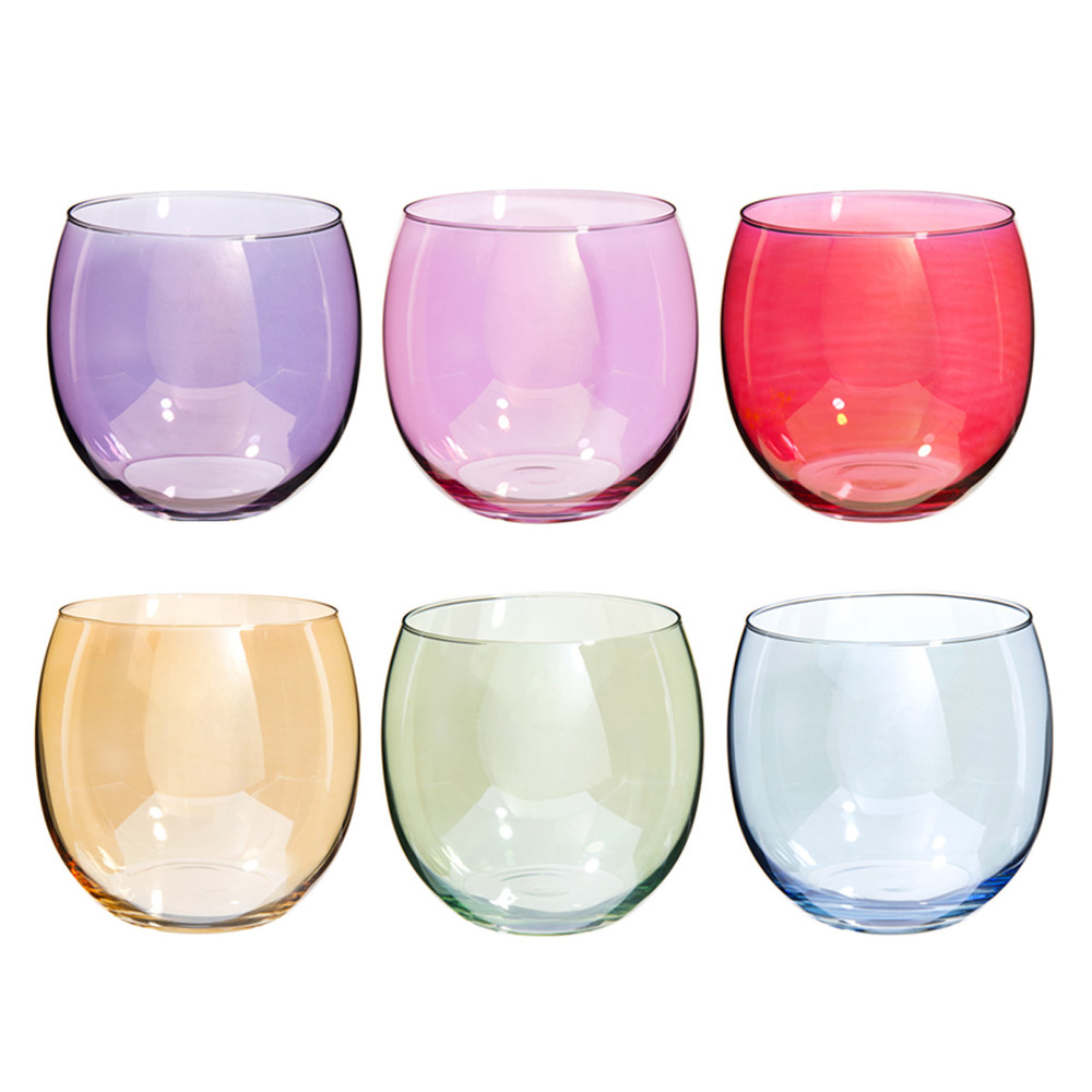Coffret 6 gobelets en verre multicolore Coffret 6 gobelets en verre multicolore