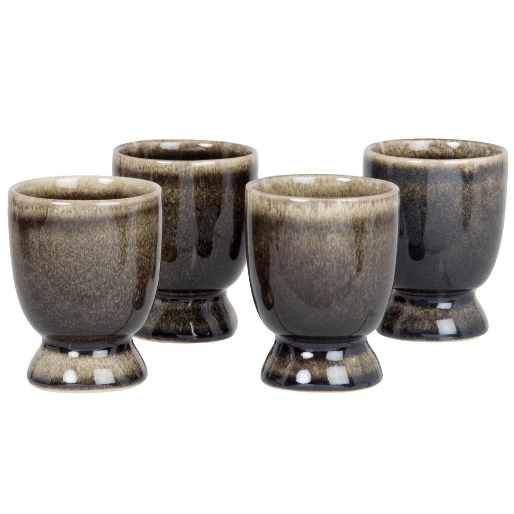 Coffret coquetiers en grès gris et ivoire (x4) Coffret coquetiers en grès gris et ivoire (x4)