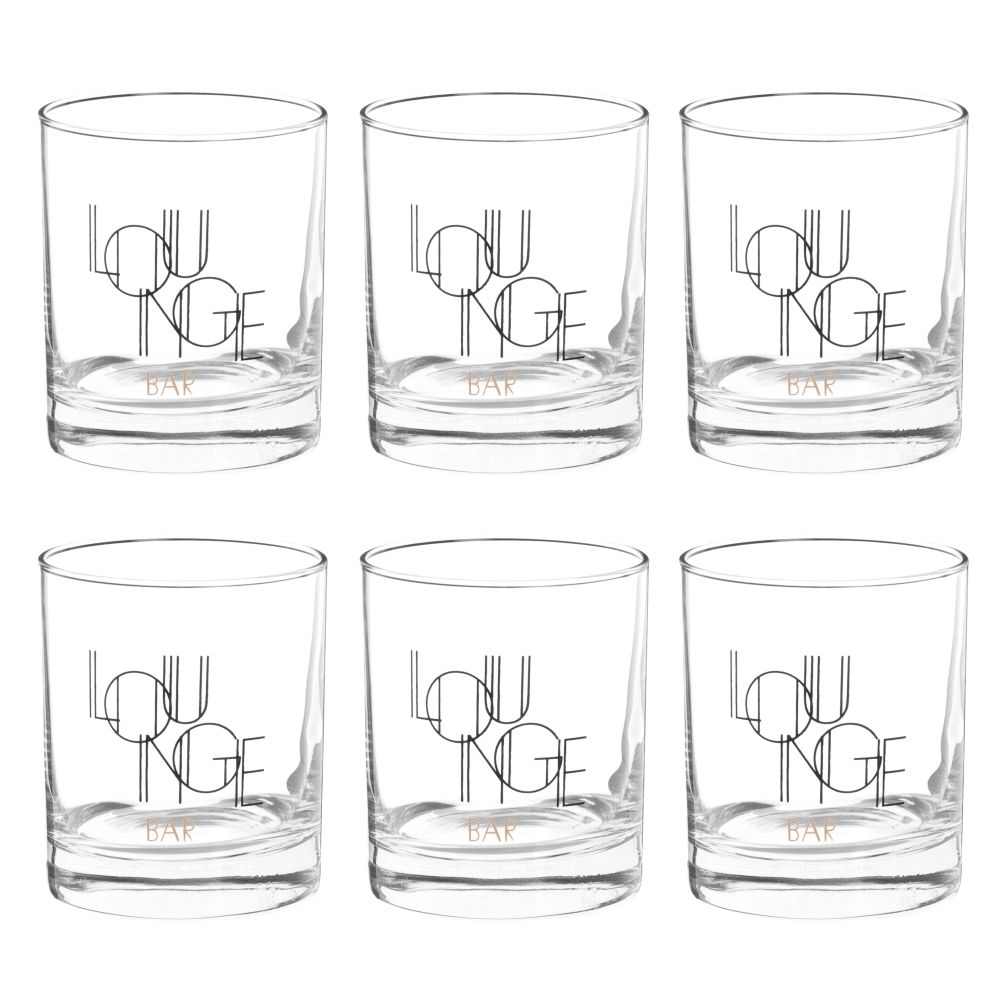 Coffret en carton noir et doré avec gobelets (x6) en verre Coffret en carton noir et doré avec gobelets (x6) en verre