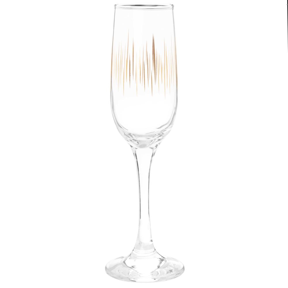Coffret flûtes à champagne (x6) en verre motifs stries dorées Coffret flûtes à champagne (x6) en verre motifs stries dorées
