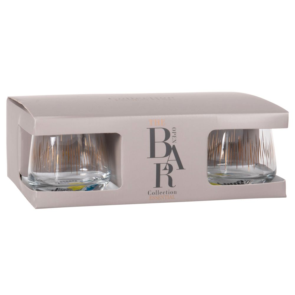 Coffret gobelets (x6) en verre motifs stries dorées Coffret gobelets (x6) en verre motifs stries dorées