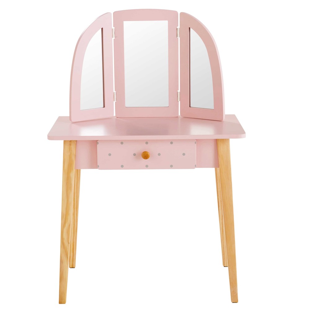 Coiffeuse enfant 1 tiroir rose clair