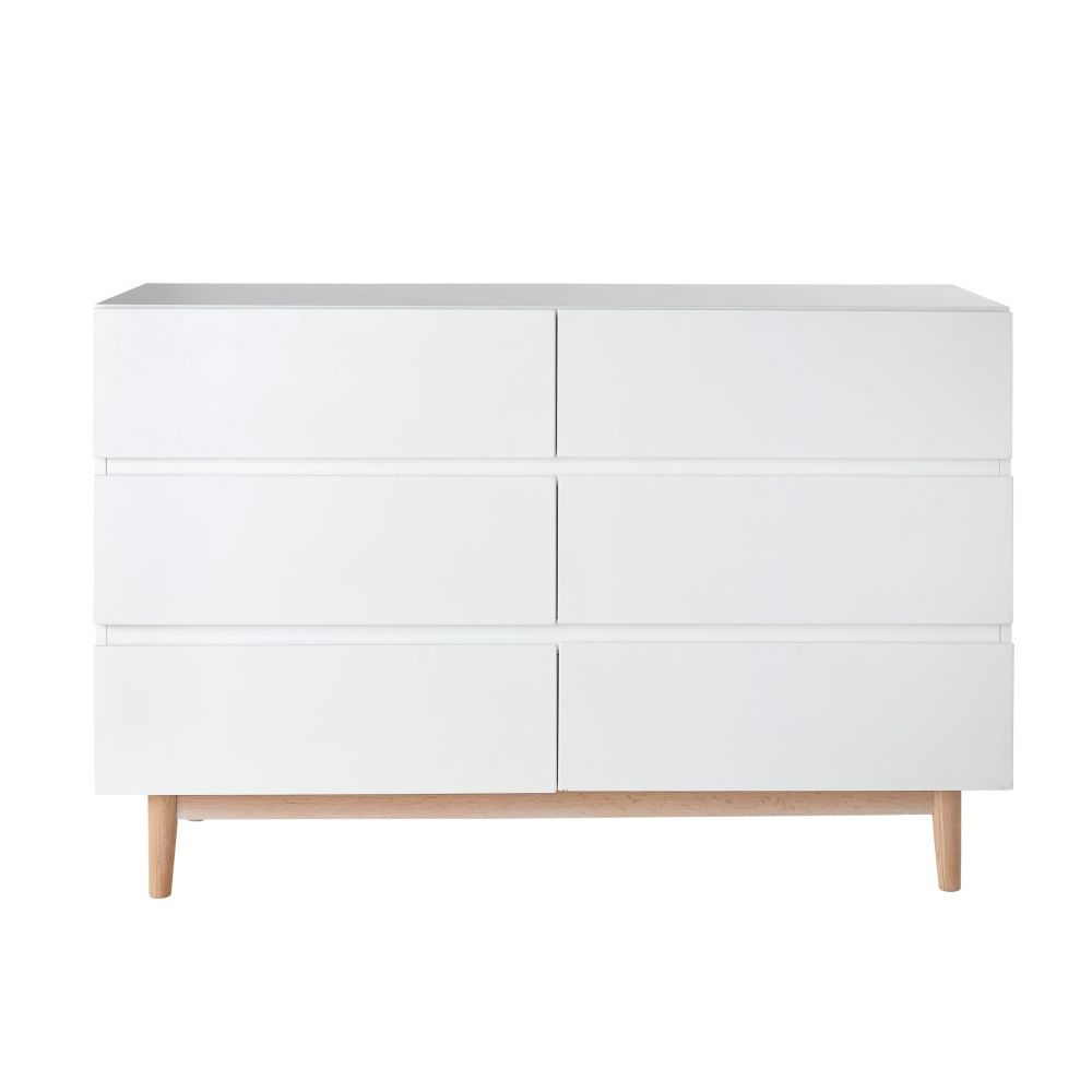 Commode double 6 tiroirs blanche