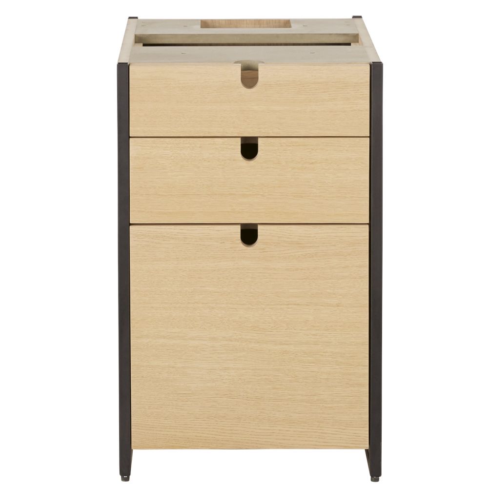 Contenitore per scrivania modulabile professionale effetto rovere e nero - Modello Contemporaneo - Beige - - Legno - Maisons du Monde