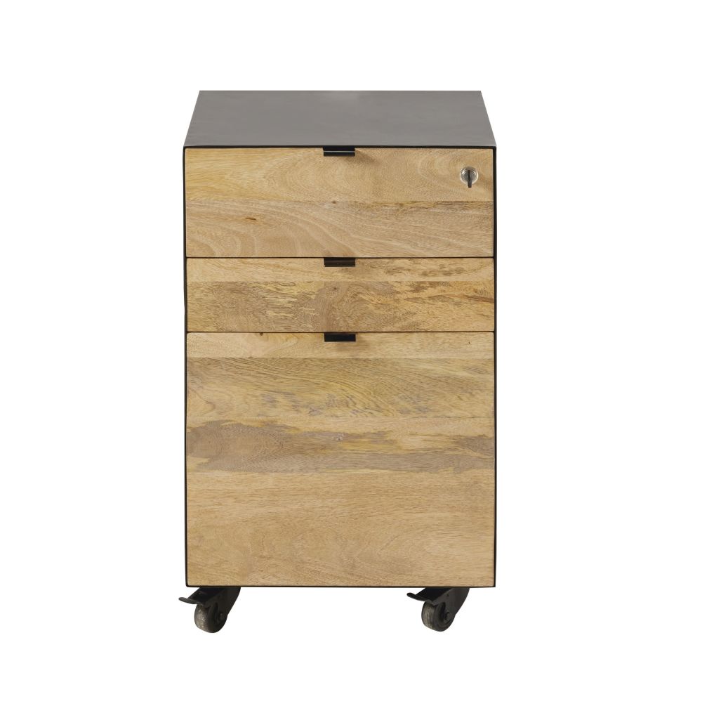 Contenitore per scrivania professionale in legno massello di mango e metallo - Modello Industriale - - Metallo - Maisons du Monde