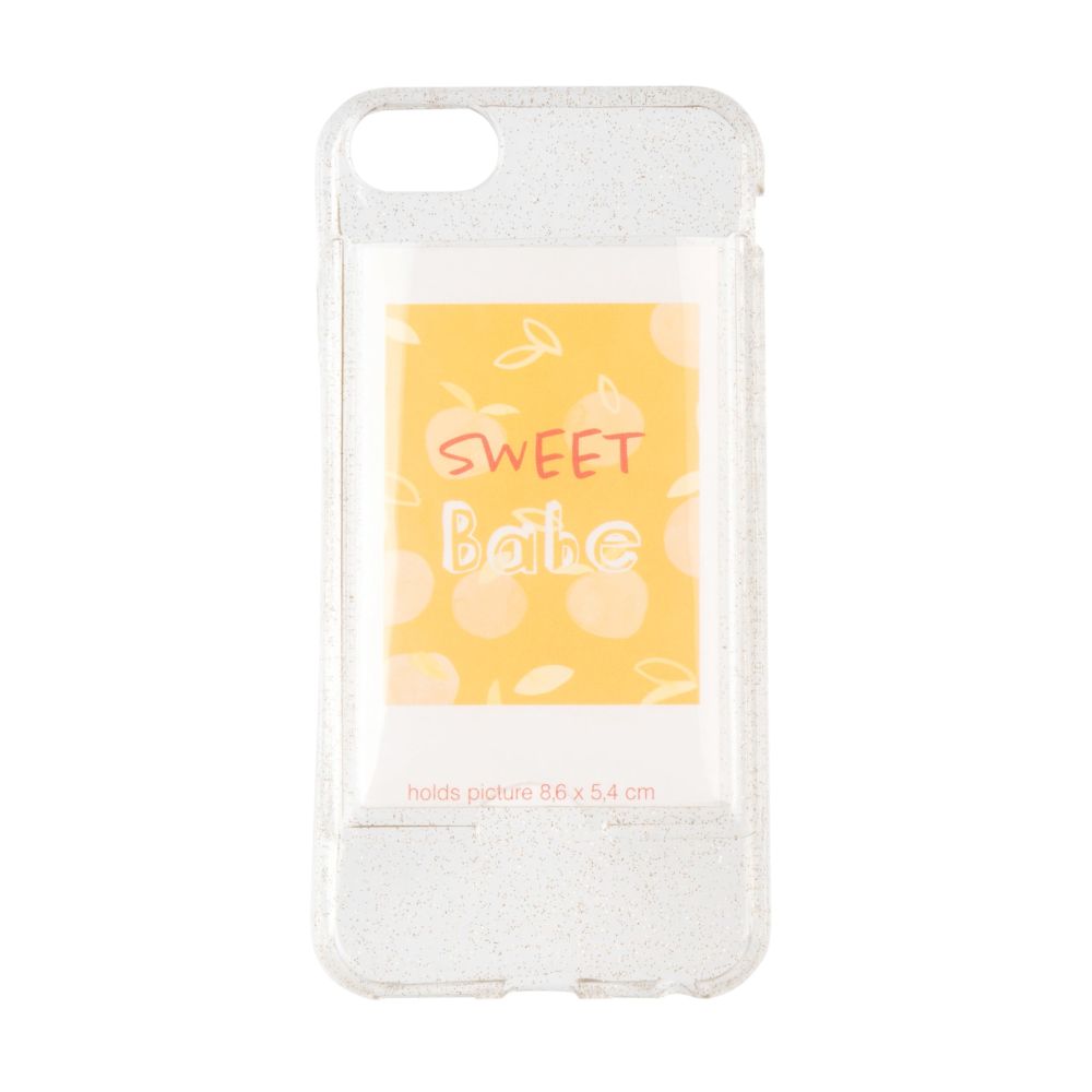 Coque IPhone 6/7/8 à paillettes argentées motifs pêches (photo) Coque IPhone 6/7/8 à paillettes argentées motifs pêches