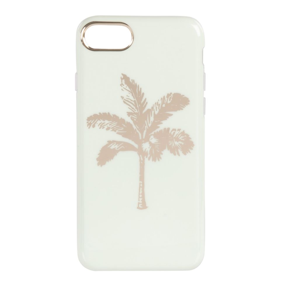 Coque Iphone 6/7/8/SE bleu à motif palmier doré (photo) Coque Iphone 6/7/8/SE bleu à motif palmier doré