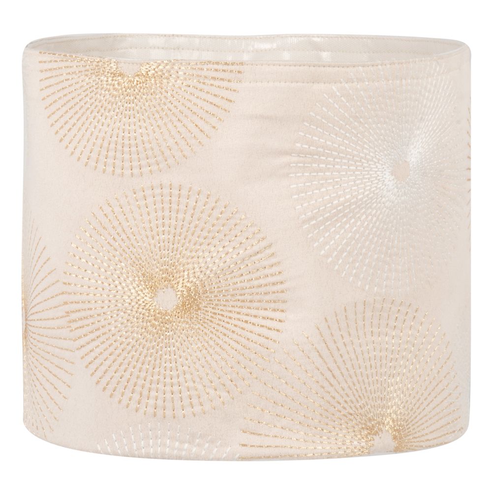 Corbeille beige à motifs argentés et dorés (photo) Corbeille beige à motifs argentés et dorés