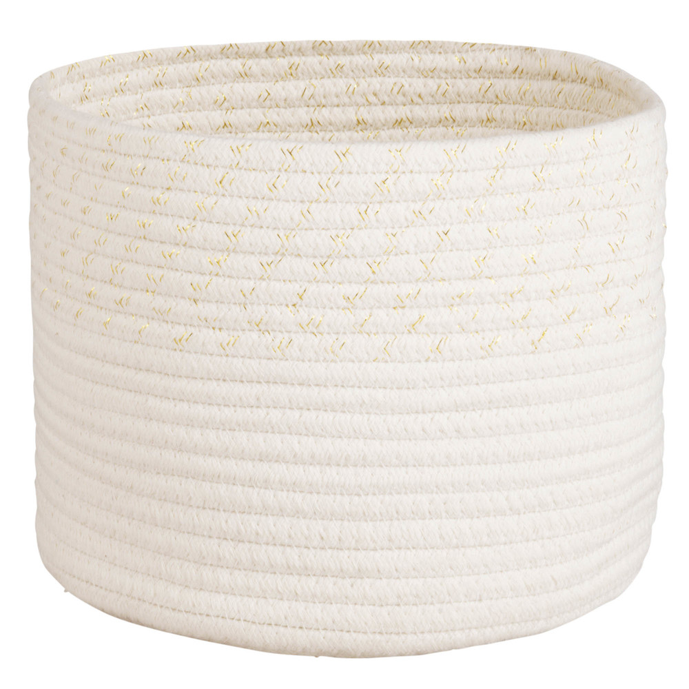 Corbeille en coton ivoire et doré Corbeille en coton ivoire et doré