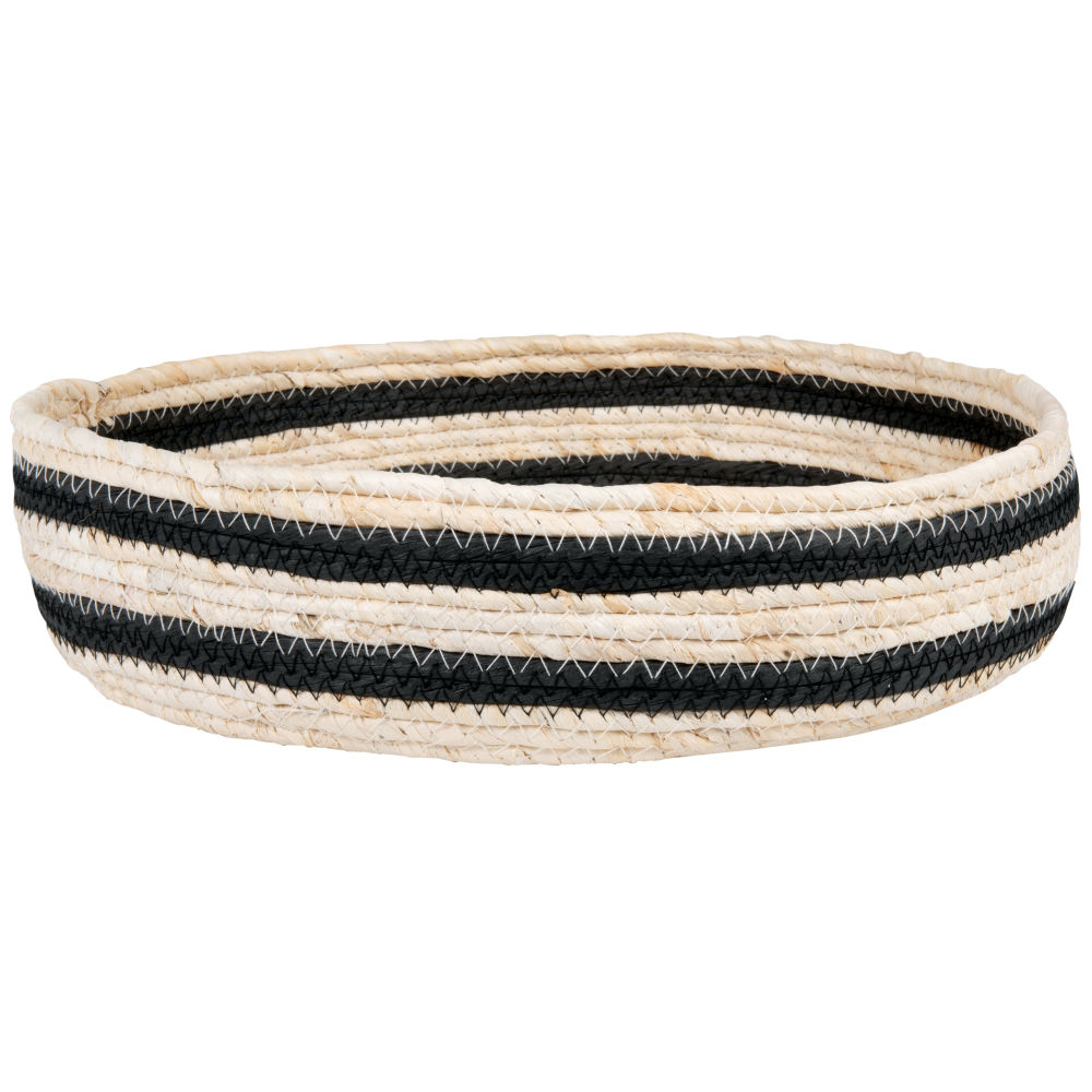 Corbeille en fibre de maïs bandes noires (photo) Corbeille en fibre de maïs bandes noires