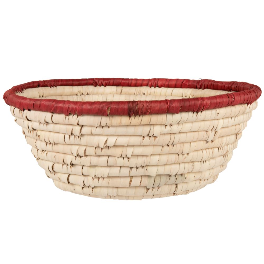 Corbeille en fibre végétale beige et rouge brique Corbeille en fibre végétale beige et rouge brique