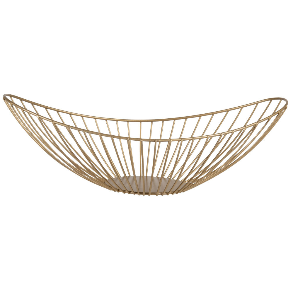 Corbeille ovale en métal filaire doré mat Corbeille ovale en métal filaire doré mat