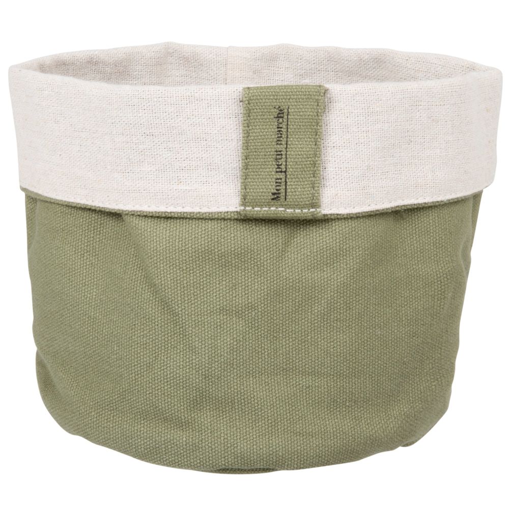 Corbeille vert olive et taupe Corbeille vert olive et taupe