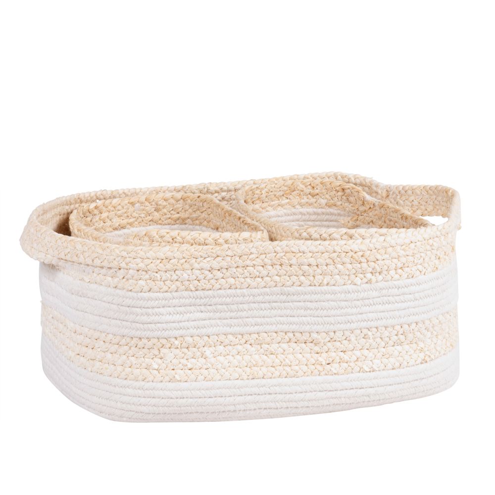 Corbeilles en fibre de maïs et coton blanc (x3) Corbeilles en fibre de maïs et coton blanc (x3)