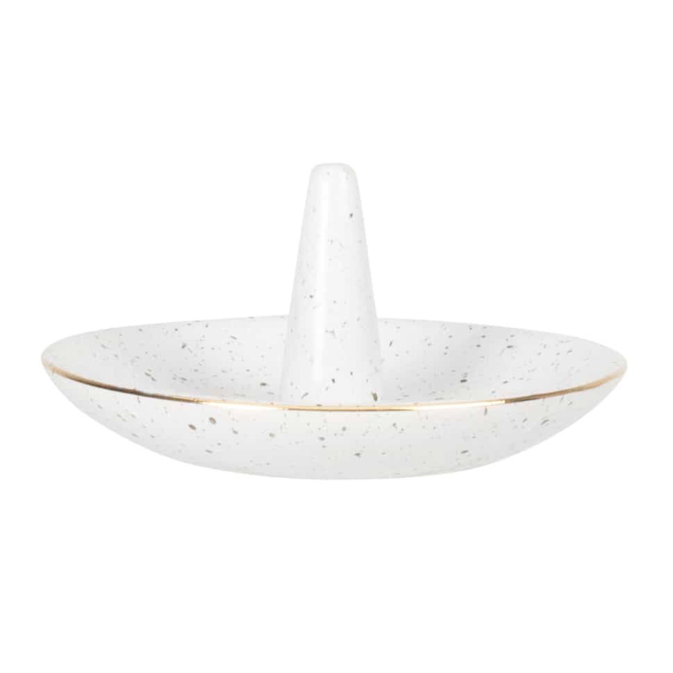 Coupelle à bijoux en porcelaine blanche tachetée vert kaki Coupelle à bijoux en porcelaine blanche tachetée vert kaki