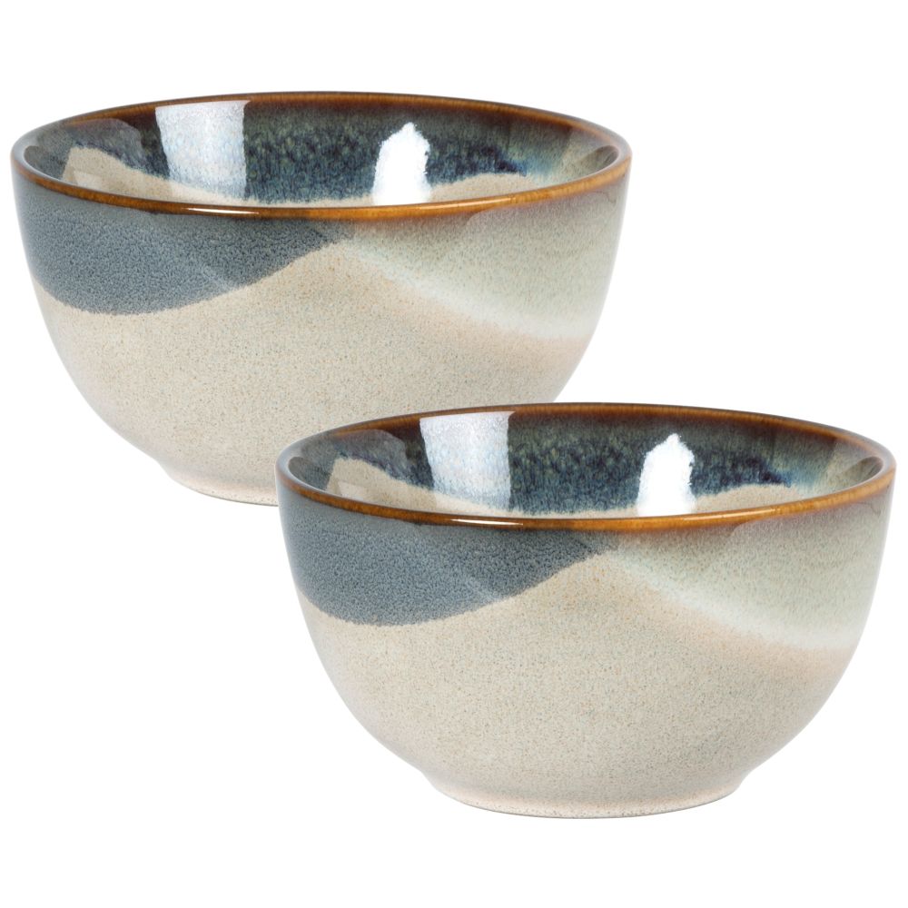 Coupelle en faïence blanche, bleue et rose