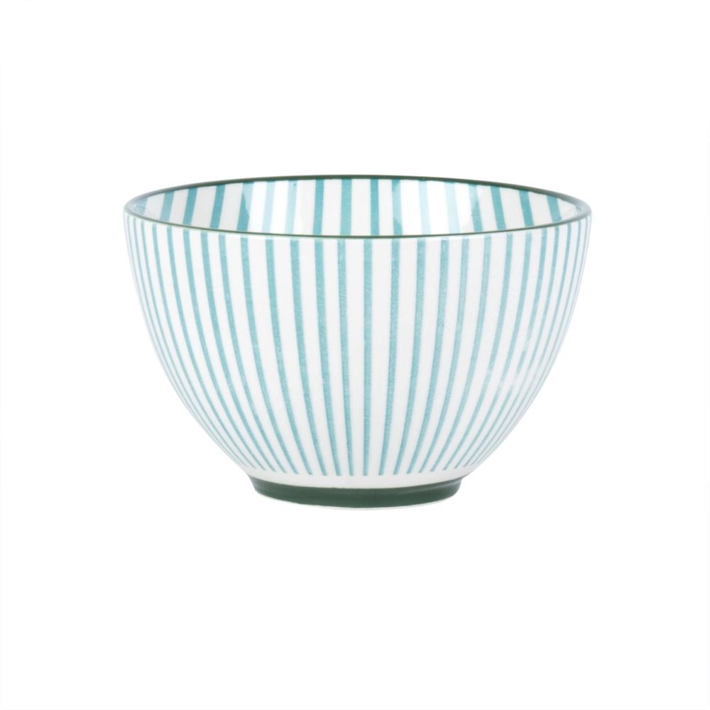 Coupelle en faïence blanche motifs traits verts Coupelle en faïence blanche motifs traits verts