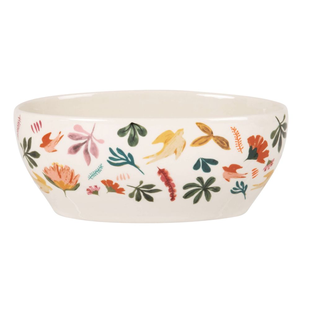 Coupelle en grès imprimé fleurs multicolores Coupelle en grès imprimé fleurs multicolores