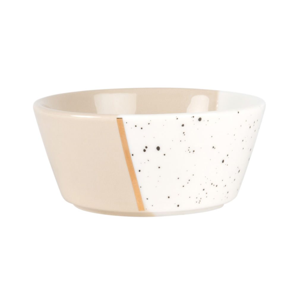 Coupelle en porcelaine beige et blanche