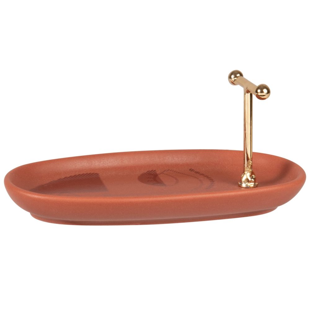Coupelle en porcelaine terracotta et métal doré (photo) Coupelle en porcelaine terracotta et métal doré