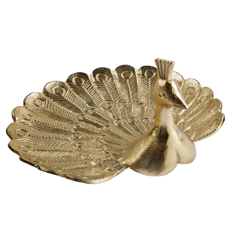 Coupelle paon en métal doré 15x38
