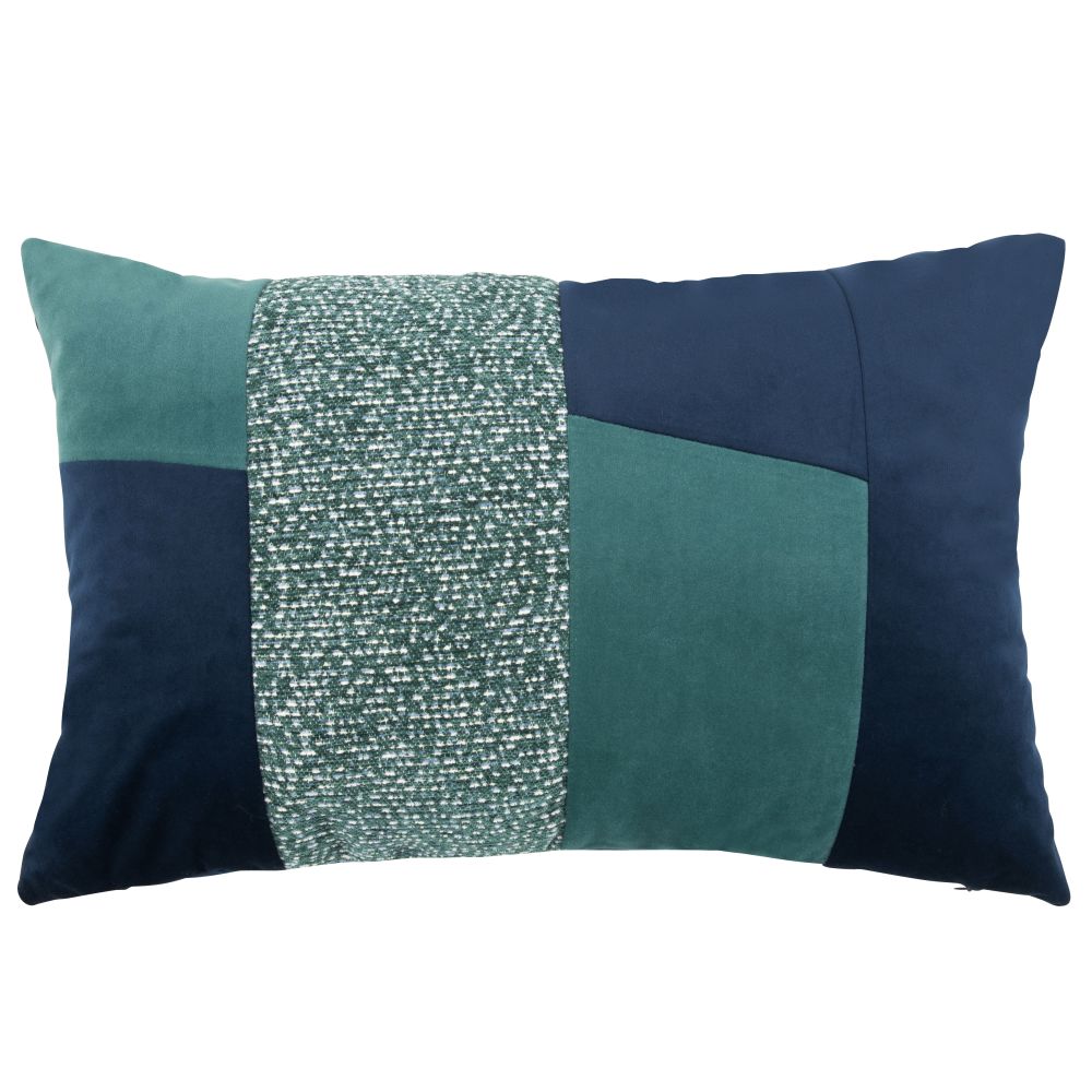 Coussin bi-matière, degradé de bleus Coussin bi-matière, degradé de bleus