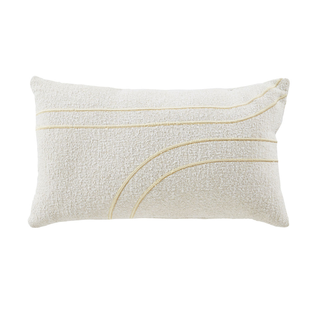 Coussin blanc et lignes brodées dorées 30x50 Coussin blanc et lignes brodées dorées 30x50