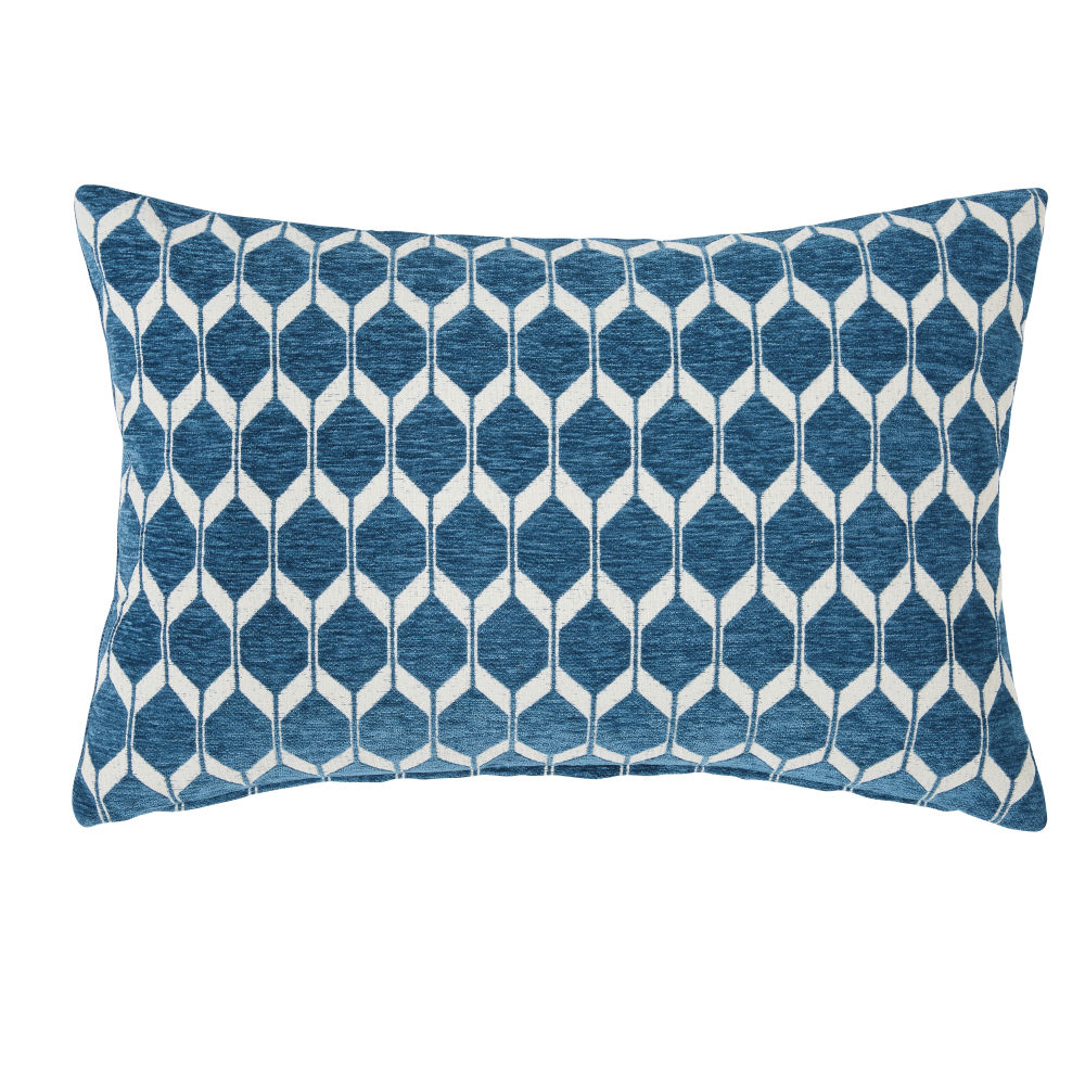 Coussin bleu canard motifs graphiques 40x60 Coussin bleu canard motifs graphiques 40x60