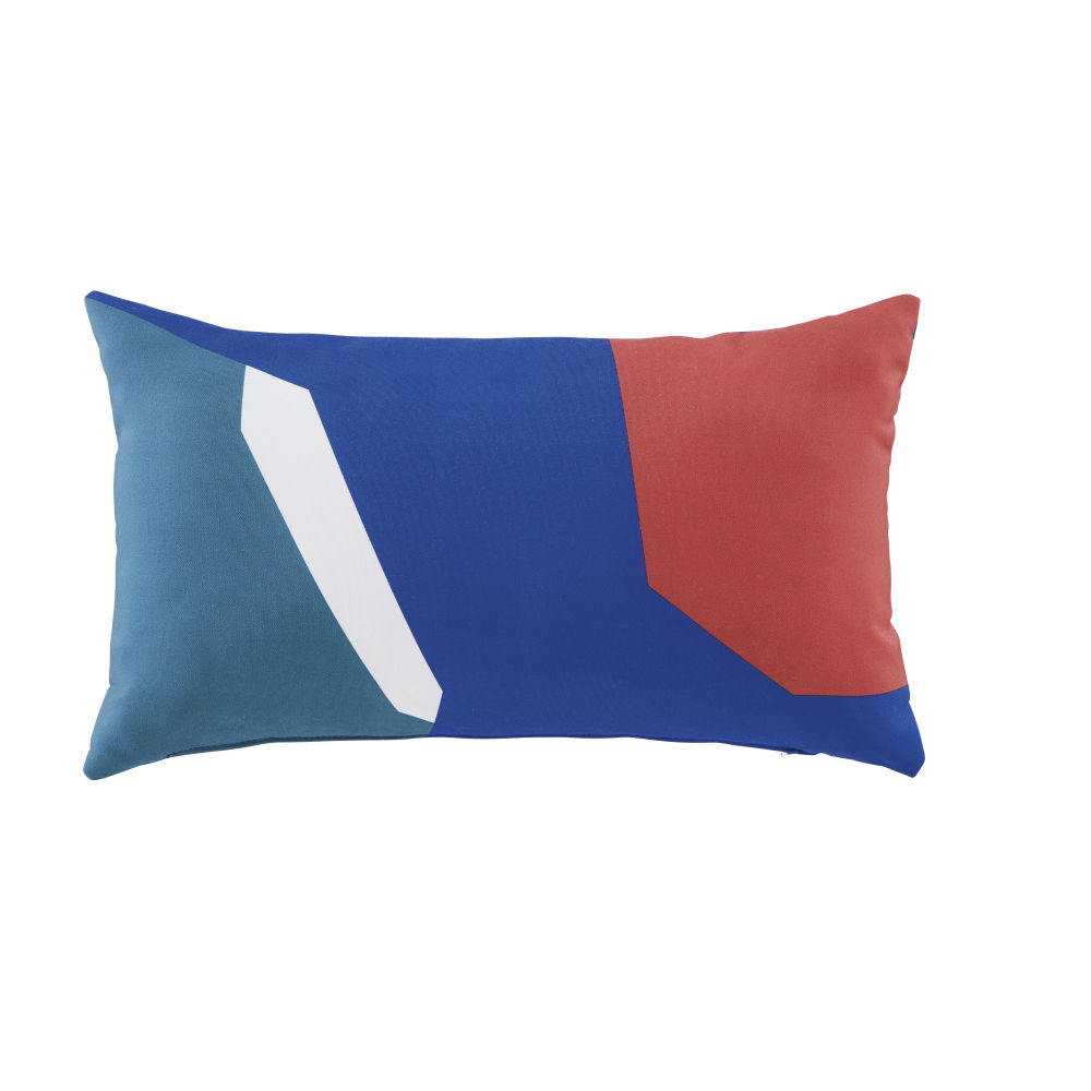 Coussin bleu, terracotta, écru et vert 50x30 Coussin bleu, terracotta, écru et vert 50x30