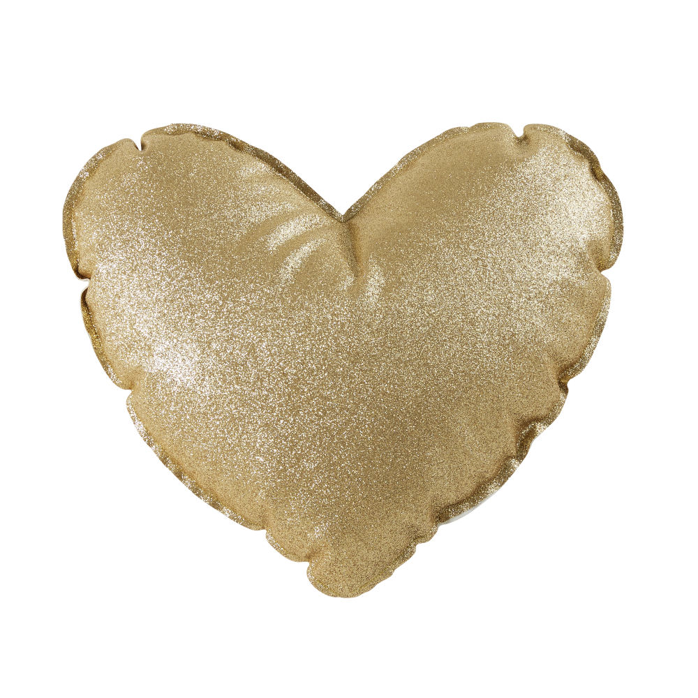 Coussin cœur à paillettes dorées 30x30 (photo) Coussin cœur à paillettes dorées 30x30