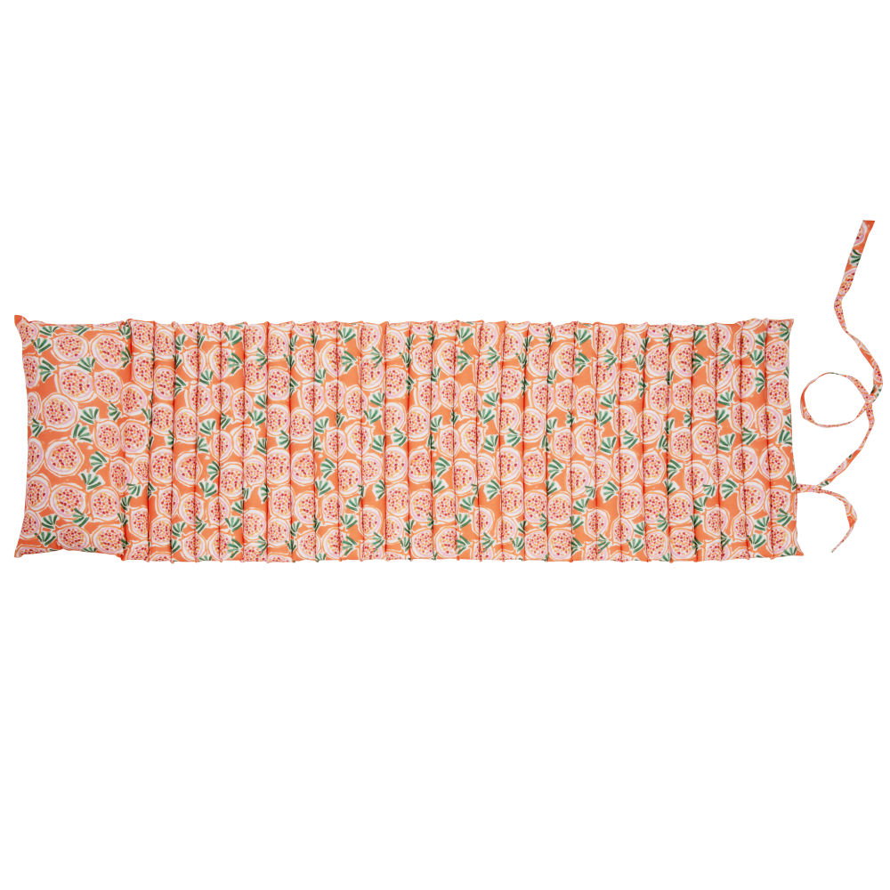 Coussin de sol en polyester recyclé et coton biologique motif floral multicolore 60x180