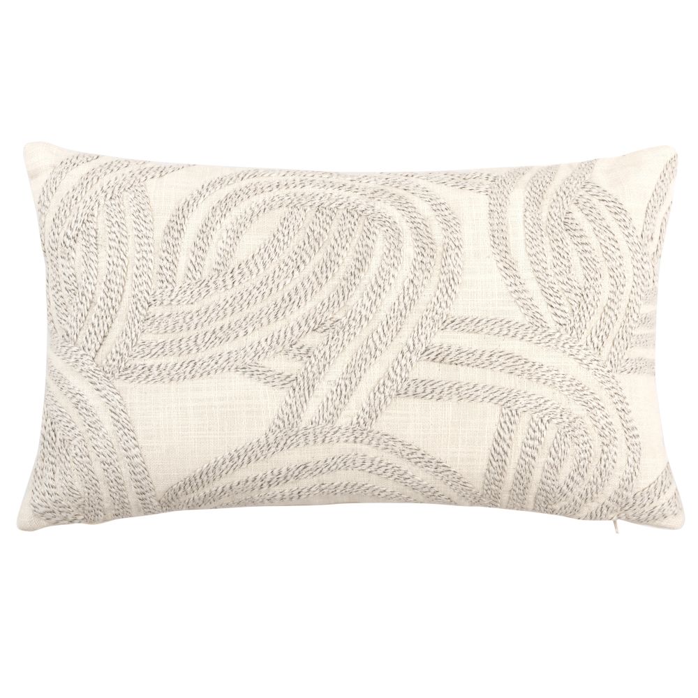 Coussin en coton blanc à motifs beiges 30x50 Coussin en coton blanc à motifs beiges 30x50