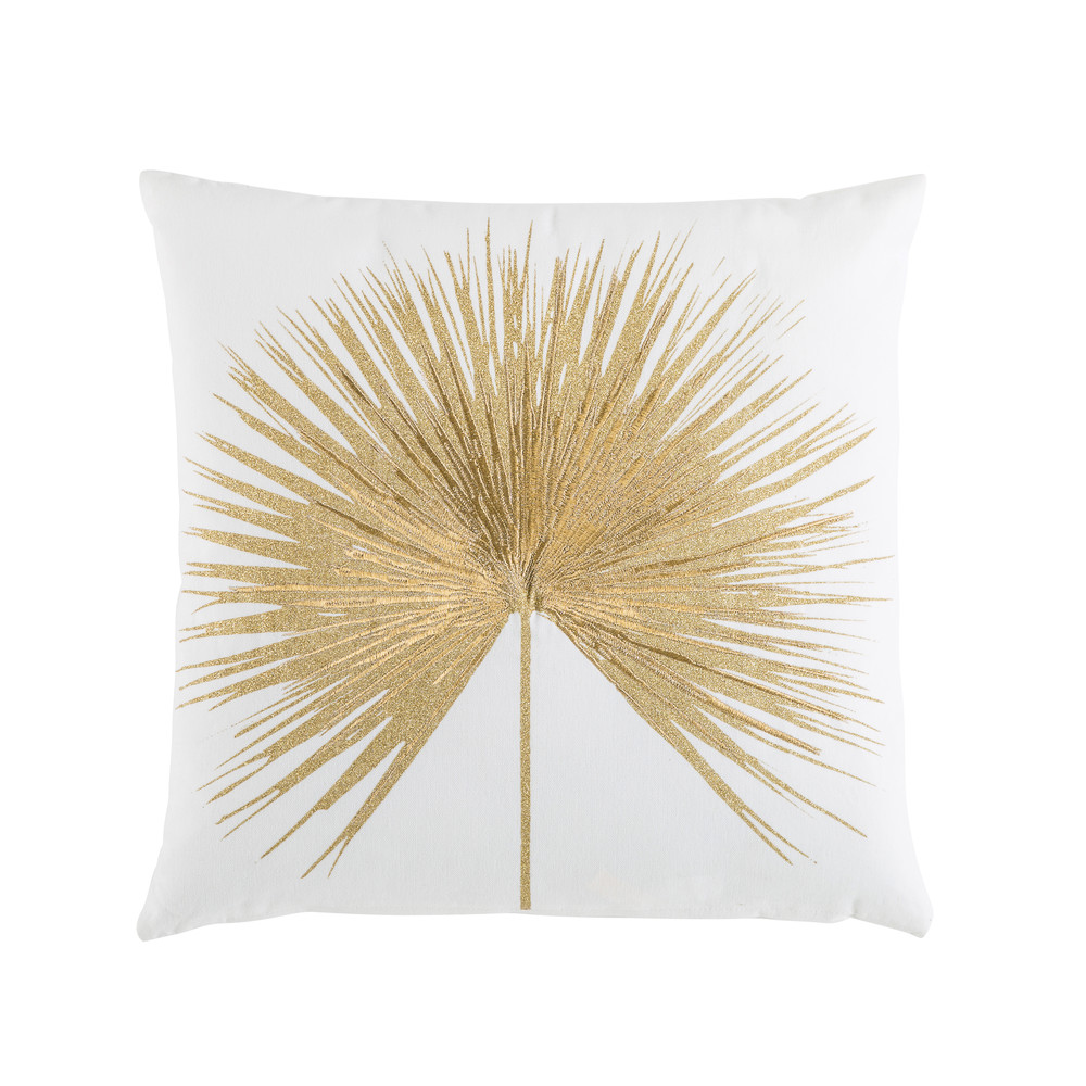 Coussin en coton blanc broderie dorée 45x45 Coussin en coton blanc broderie dorée 45x45