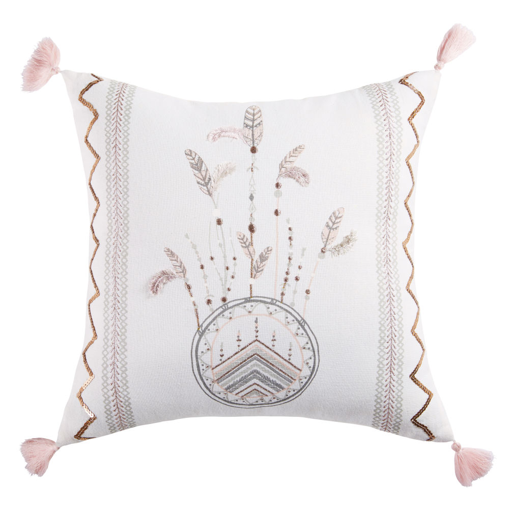 Coussin en coton blanc et gris imprimé 40x40 (photo) Coussin en coton blanc et gris imprimé 40x40